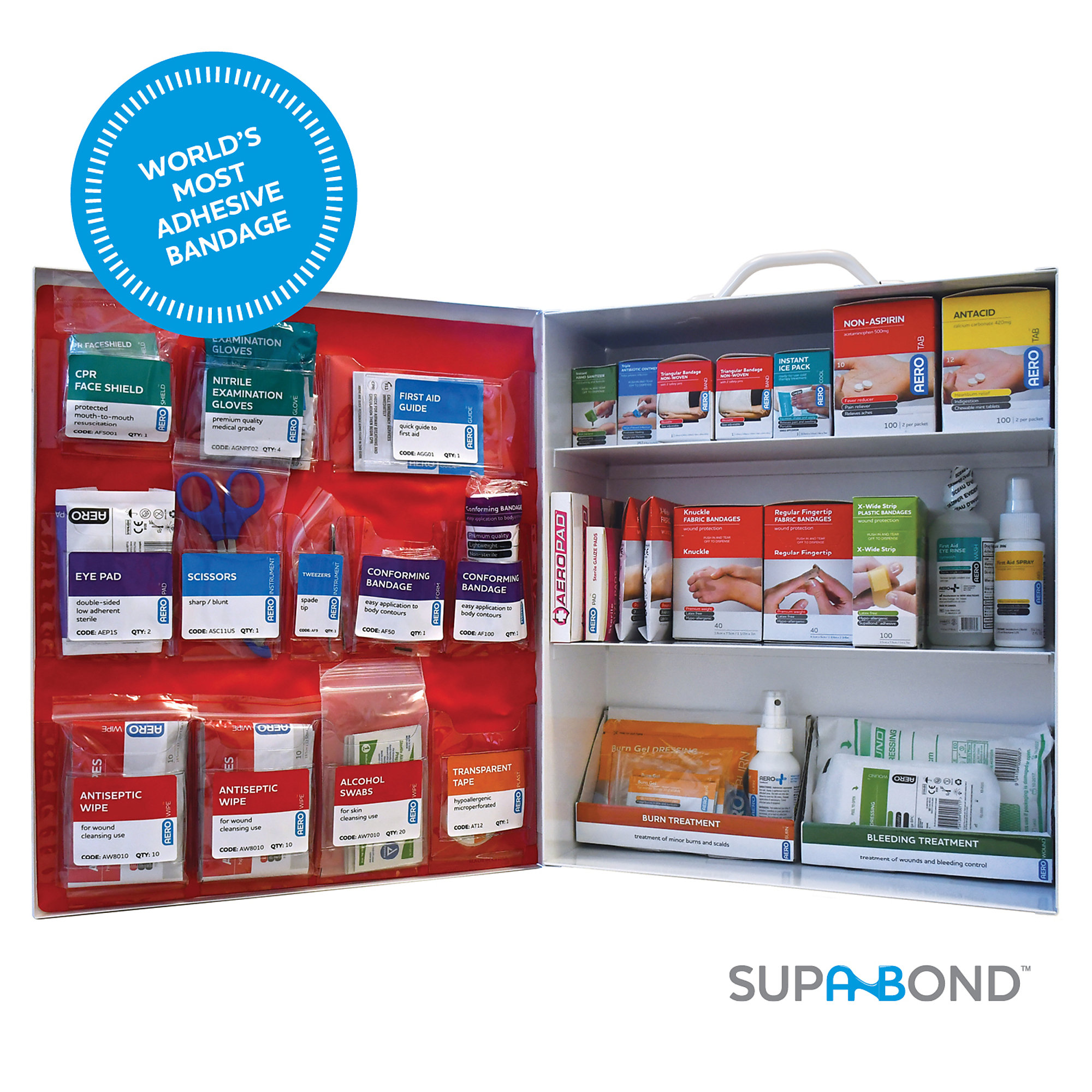 Aero Healthcare, SUREFILL 3 Shelf Cabinet 100 Series ANSI 2021 A, Items Per Kit 577 Class A, ANSI Compliant, Model# SF100AMT